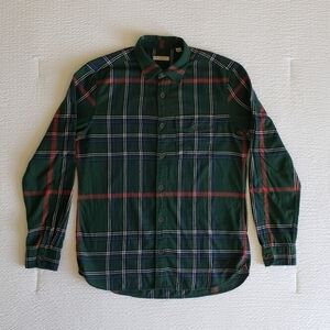 BURBERRY BRIT Men's Button Down Long-Sleeved Flannel Shirt (M) Green/Blue/Red